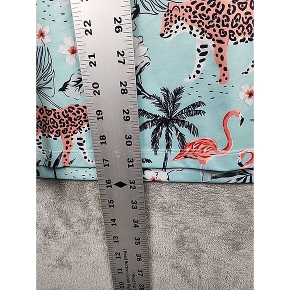 Greenside Golf Polo Shirt Mens XXL Tropical Floral Leopard‎ Hawaiian Blue - Picture 6 of 7